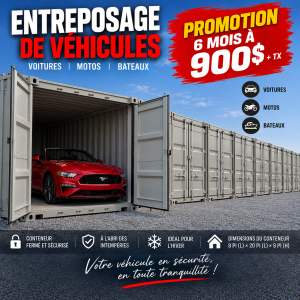 Entreposage de véhicule sécuritaire et pratique pour protéger votre auto.